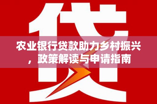 汝州农业银行贷款助力乡村振兴，政策解读与申请指南