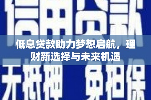 汝州低息贷款助力梦想启航，理财新选择与未来机遇
