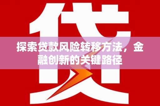汝州探索贷款风险转移方法，金融创新的关键路径