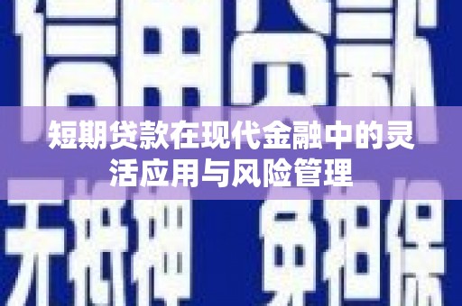 汝州短期贷款在现代金融中的灵活应用与风险管理